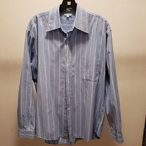 STEVEN ALAN Blue Striped Button Up